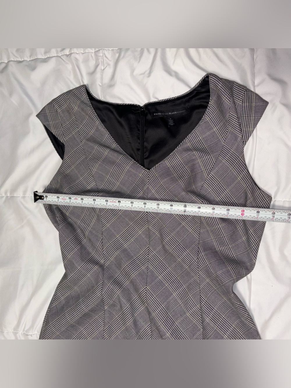 White House Black Market Emilya Plaid Cap Sleeve Dress Office Workwear Size 8 - Picture 7 of 10